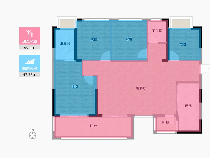 四川省-成都市-人居江岸林语-102.39-户型库-动静分区