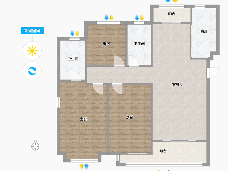 浙江省-宁波市-世贸首府-108.09-户型库-采光通风