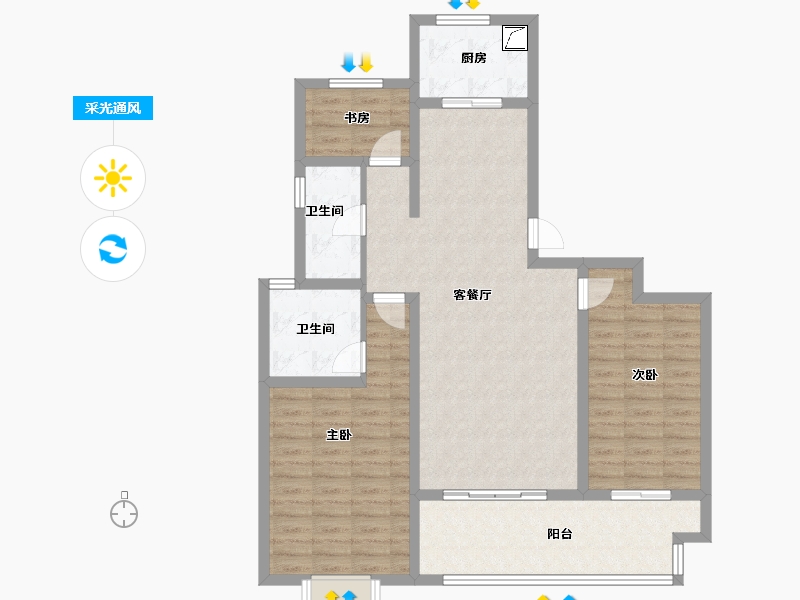 安徽省-黄山市-锦绣嘉园-102.00-户型库-采光通风