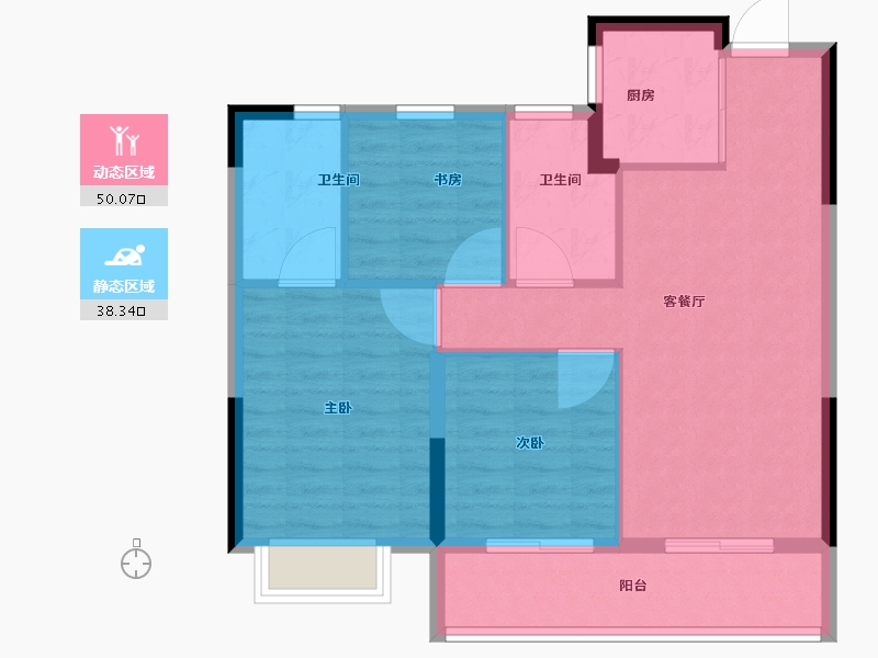 浙江省-台州市-中盛金茂铂珺府-80.00-户型库-动静分区