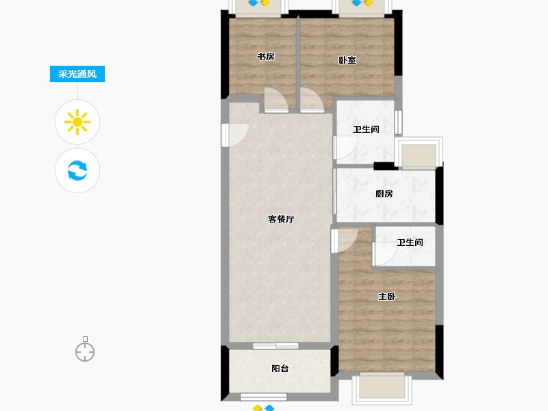 上海-上海市-金融街美兰金悦府-71.31-户型库-采光通风