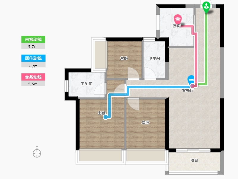 海南省-海口市-中海闻华里-76.00-户型库-动静线