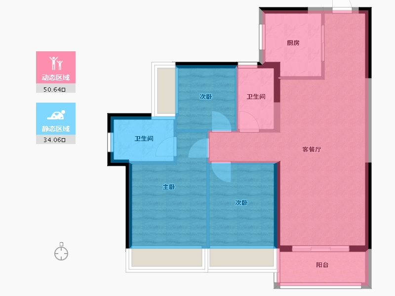 海南省-海口市-中海闻华里-76.00-户型库-动静分区