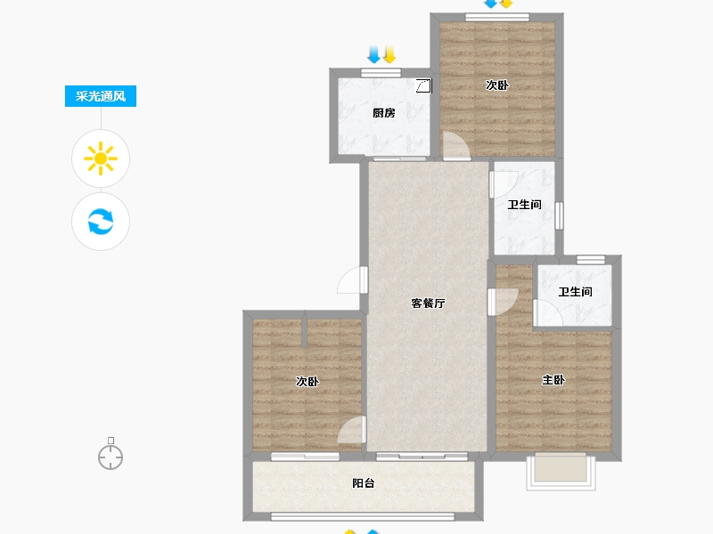 江苏省-徐州市-万科云谷中城-92.00-户型库-采光通风