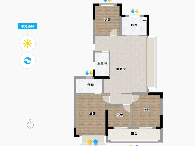 浙江省-杭州市-杭臻源筑-97.08-户型库-采光通风