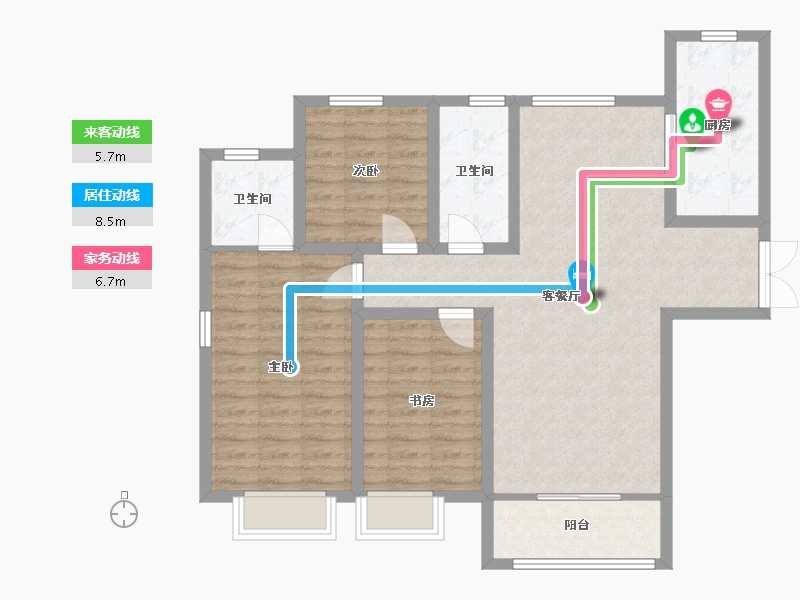 甘肃省-兰州市-银河国际-105.00-户型库-动静线