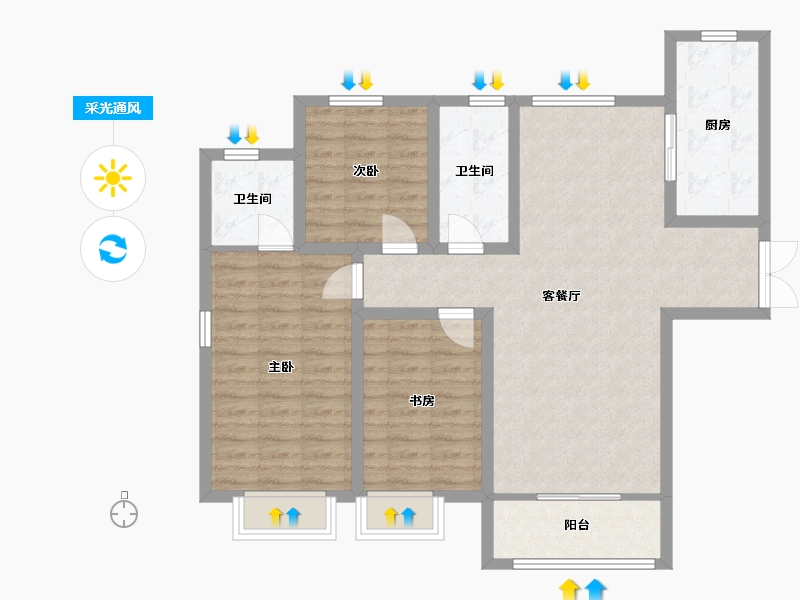 甘肃省-兰州市-银河国际-105.00-户型库-采光通风