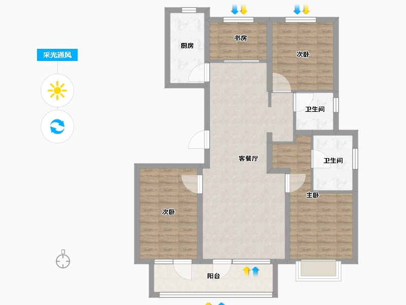 河北省-廊坊市-康茗书苑-102.41-户型库-采光通风