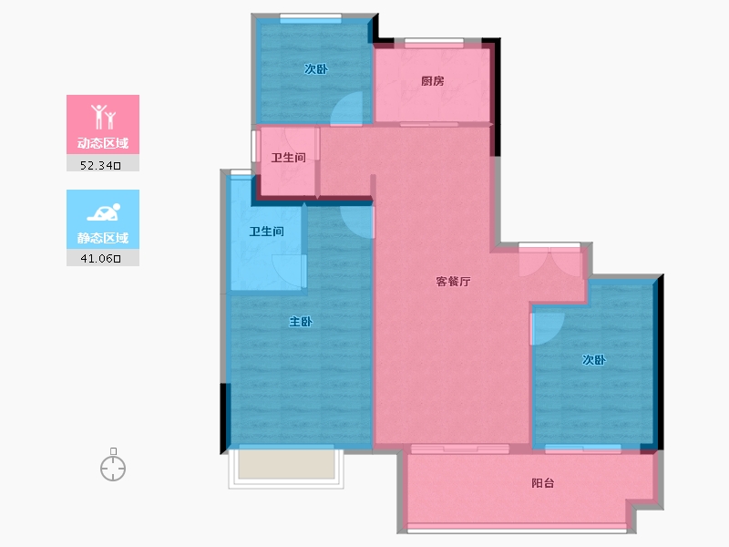 福建省-南平市-海翼文璟院-84.84-户型库-动静分区