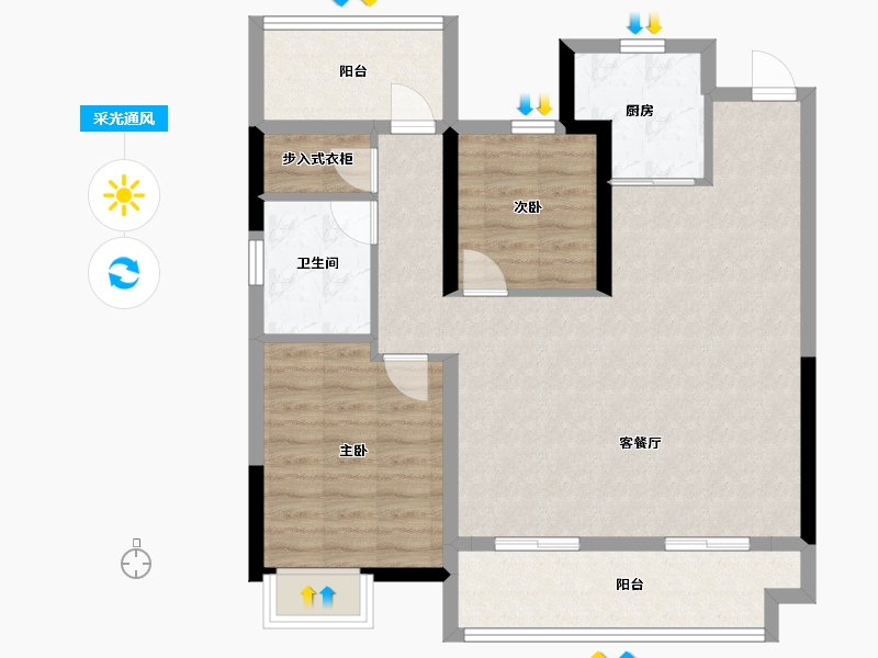 安徽省-合肥市-旭辉望江来-86.00-户型库-采光通风