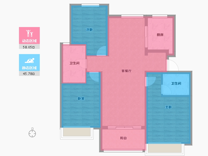 河北省-张家口市-宣府第一城隍宸-92.89-户型库-动静分区