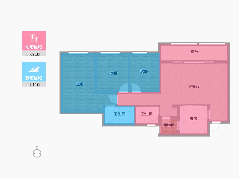 重庆-重庆市-保利雲璟-89.84-户型库-动静分区