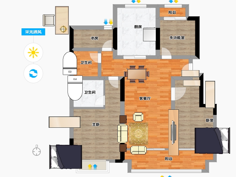 浙江省-金华市-江南里-89.51-户型库-采光通风