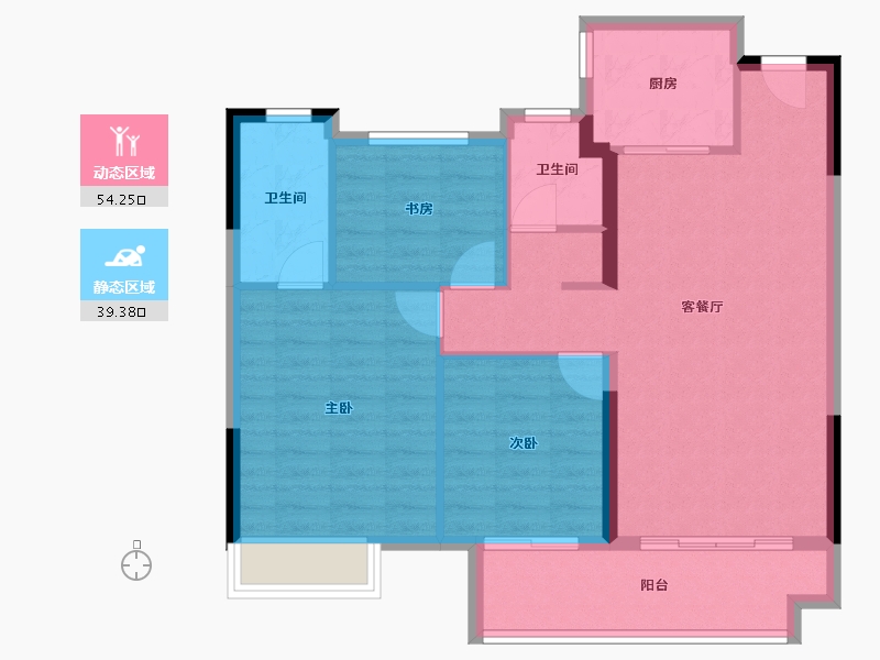 福建省-南平市-海翼文璟院-84.67-户型库-动静分区