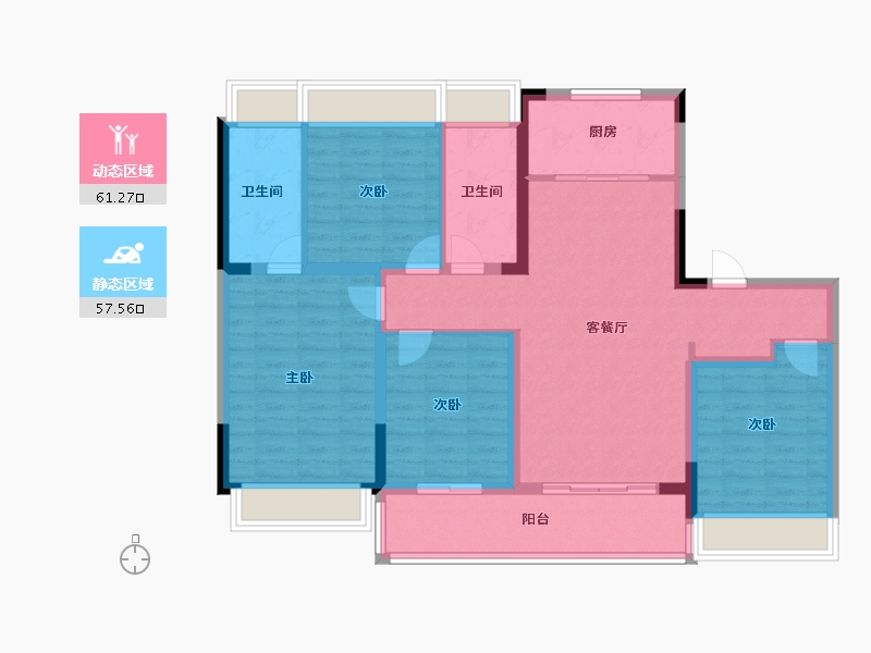 江苏省-苏州市-科技城幸福里-106.40-户型库-动静分区