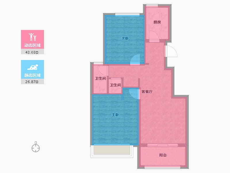 河北省-张家口市-宣府第一城隍宸-61.97-户型库-动静分区