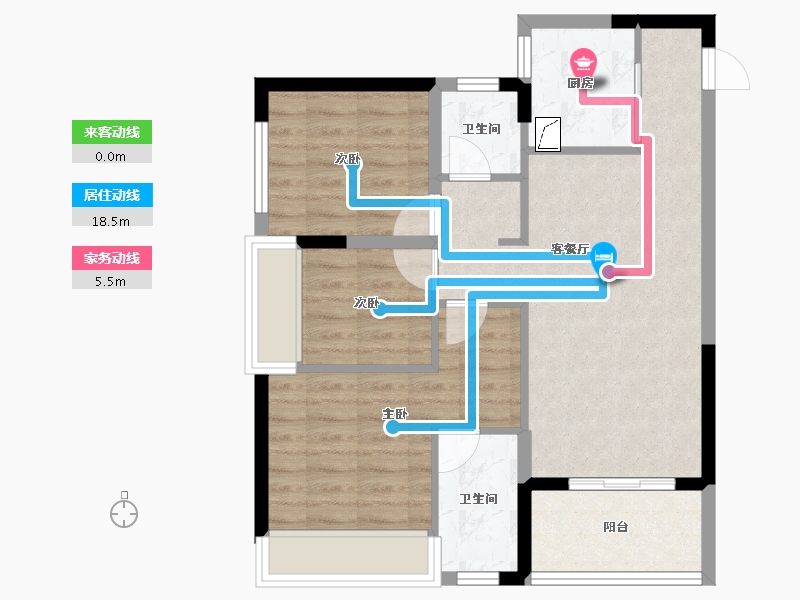 贵州省-六盘水市-新城凤凰臺-70.95-户型库-动静线