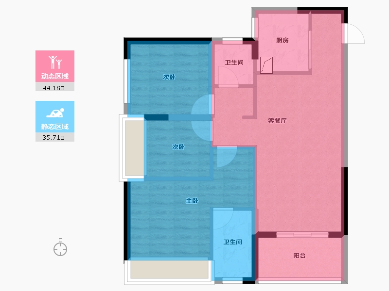 贵州省-六盘水市-新城凤凰臺-70.95-户型库-动静分区