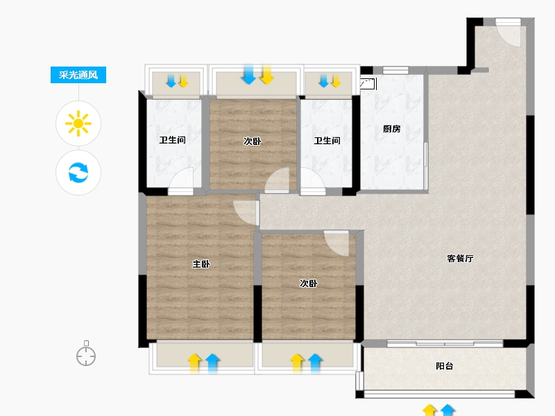 江苏省-苏州市-科技城幸福里-98.41-户型库-采光通风