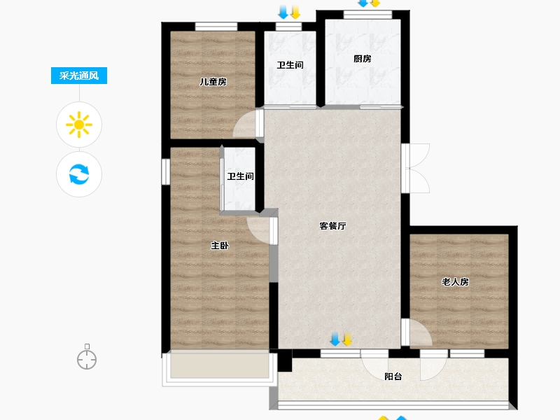 河北省-廊坊市-御东君汇-77.09-户型库-采光通风