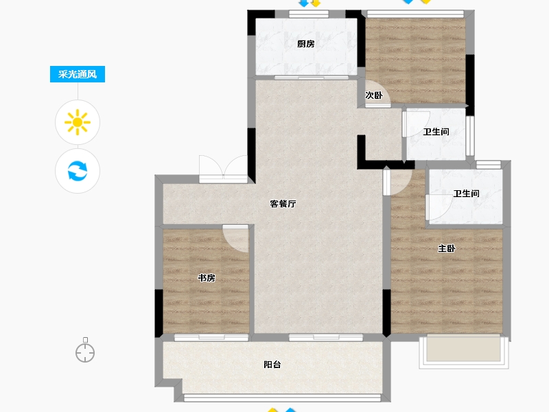 安徽省-合肥市-尚泽樾园-88.93-户型库-采光通风