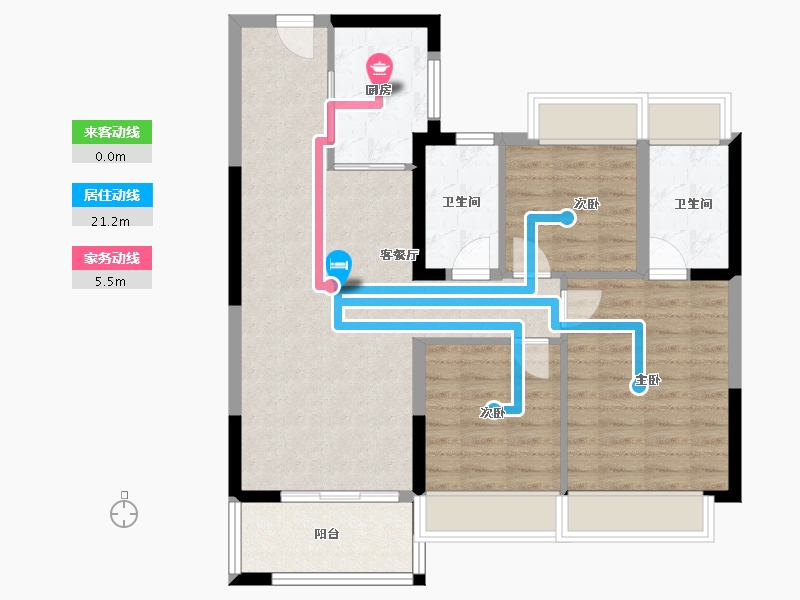 江苏省-苏州市-科技城幸福里-84.81-户型库-动静线