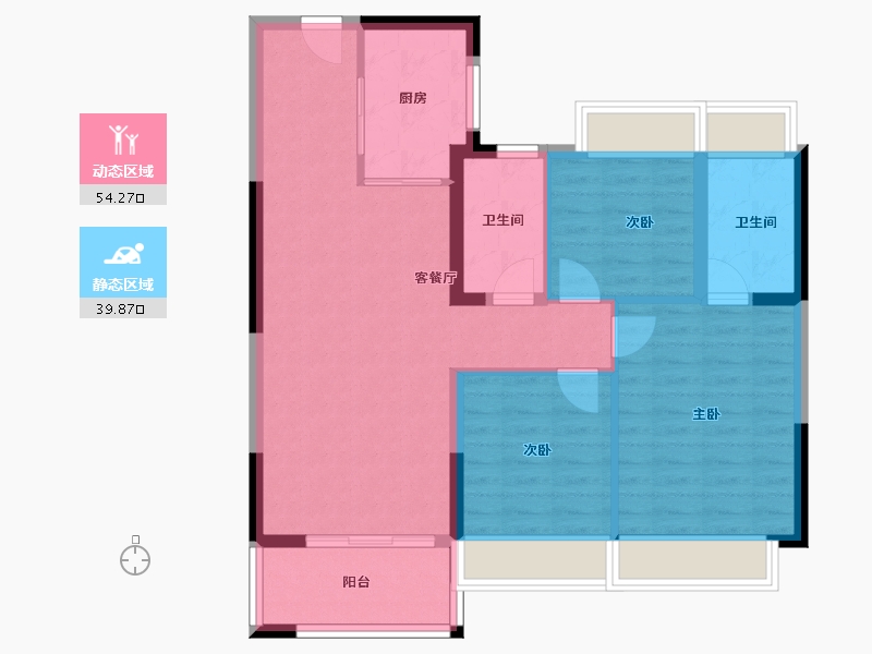 江苏省-苏州市-科技城幸福里-84.81-户型库-动静分区