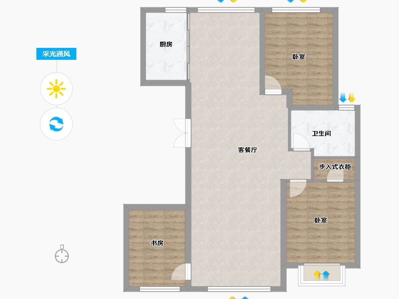 甘肃省-张掖市-鼎和新城丽景-104.68-户型库-采光通风