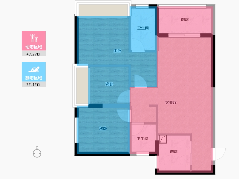 贵州省-六盘水市-新城凤凰臺-69.71-户型库-动静分区