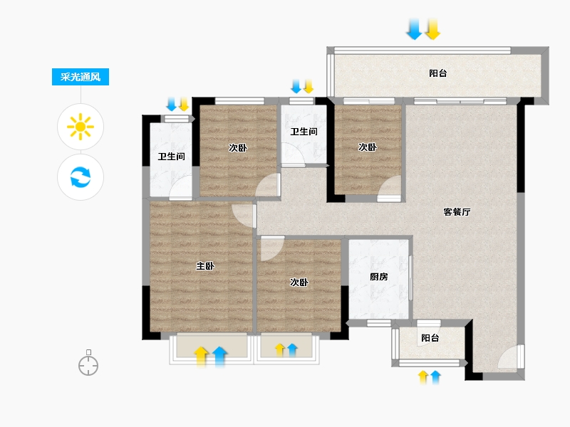 四川省-成都市-领地悦音阁-103.99-户型库-采光通风