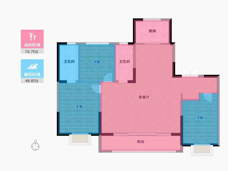 江苏省-徐州市-美的新希望昆仑一品-114.41-户型库-动静分区