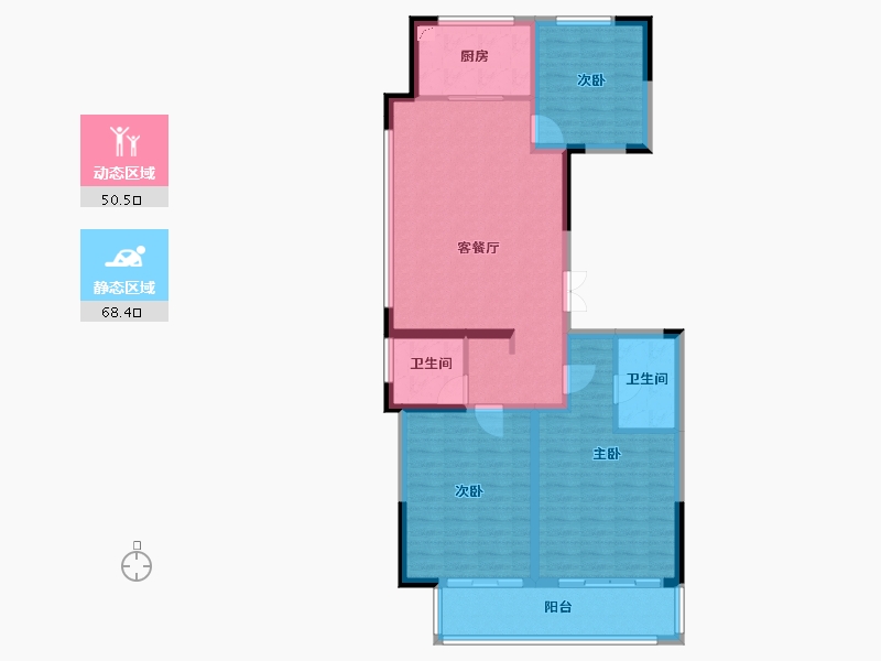 山东省-菏泽市-麟瑞花园-107.20-户型库-动静分区