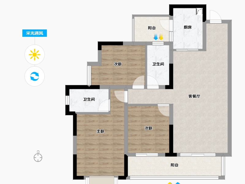 四川省-成都市-领地悦音阁-94.39-户型库-采光通风