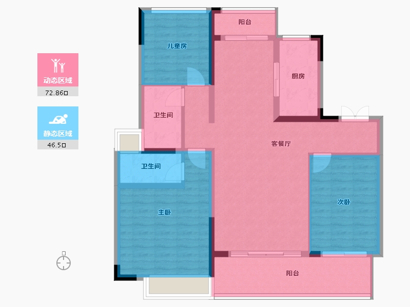 江苏省-南通市-绿城·桂语江南-113.00-户型库-动静分区