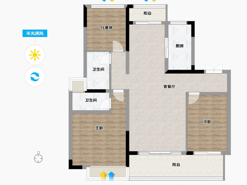 江苏省-南通市-绿城·桂语江南-113.00-户型库-采光通风