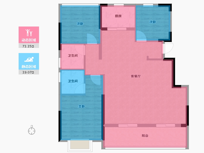 安徽省-合肥市-旭辉天阜玖江来-101.84-户型库-动静分区