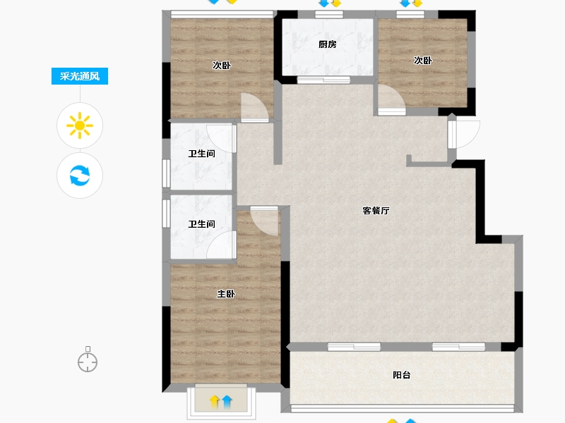 安徽省-合肥市-旭辉天阜玖江来-101.84-户型库-采光通风