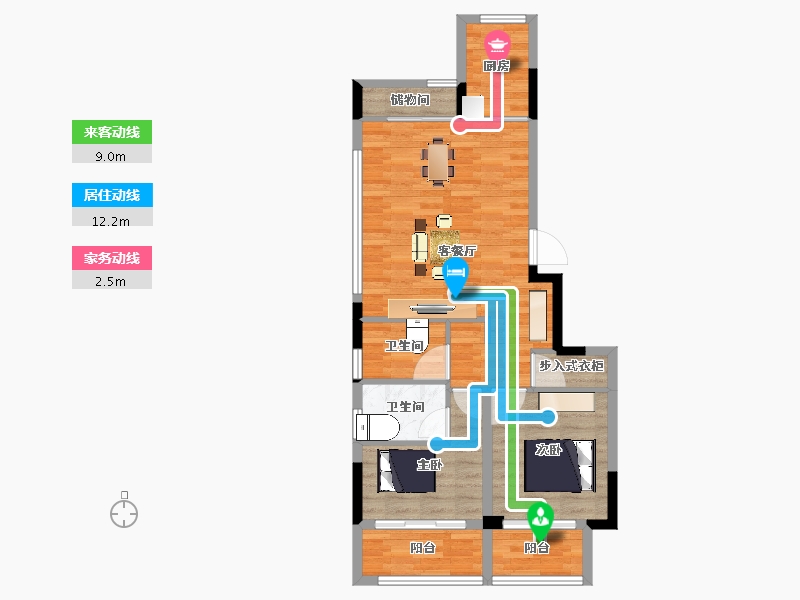 浙江省-金华市-江南里-72.85-户型库-动静线