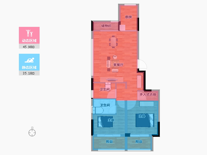 浙江省-金华市-江南里-72.85-户型库-动静分区