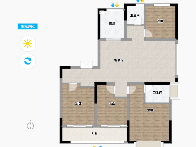 山东省-菏泽市-麟瑞花园-115.99-户型库-采光通风