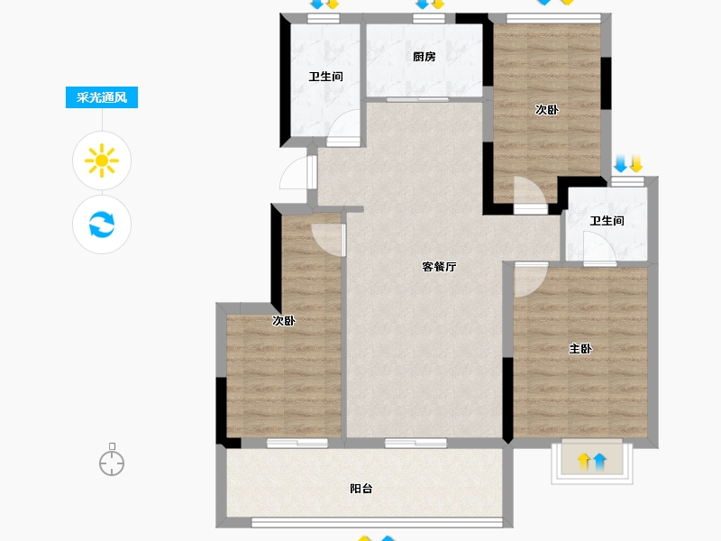 安徽省-合肥市-旭辉天阜玖江来-88.86-户型库-采光通风