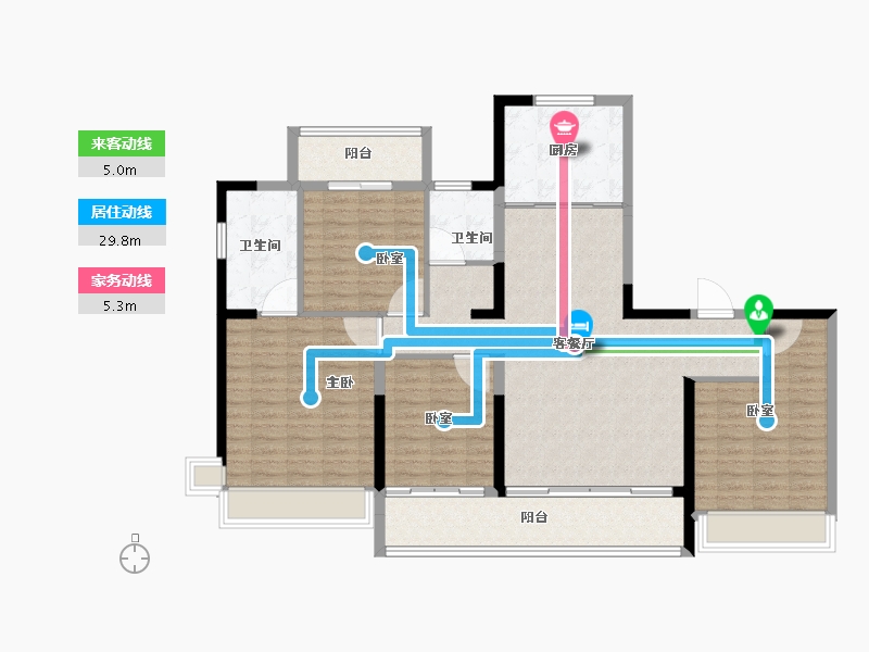 河南省-郑州市-华润置地北龙湖瑞府-127.63-户型库-动静线