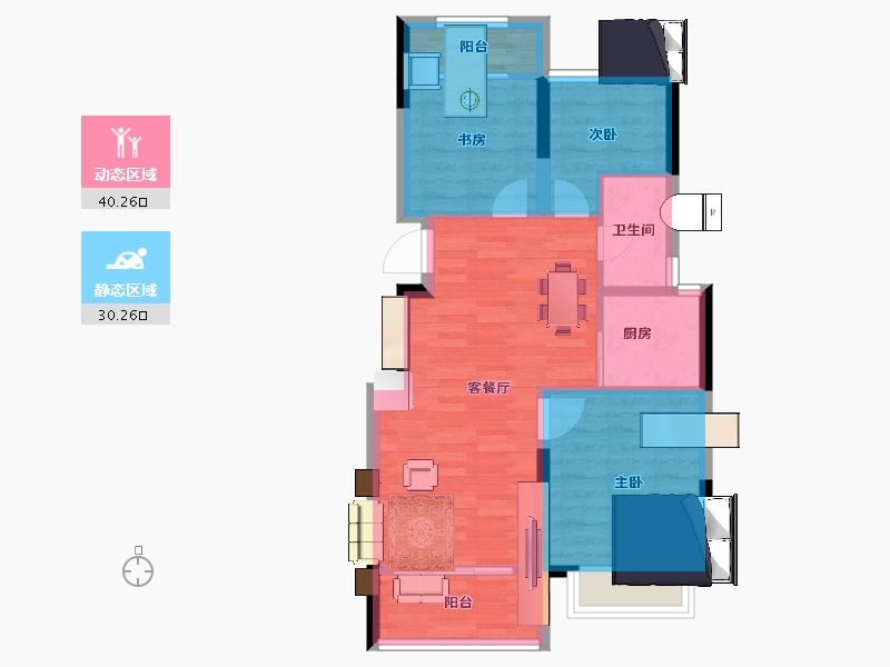 浙江省-金华市-江南里-62.82-户型库-动静分区