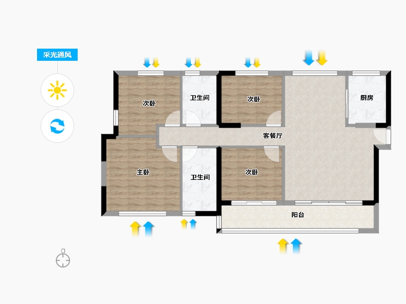 福建省-莆田市-皇庭美域外滩玉玺-103.19-户型库-采光通风