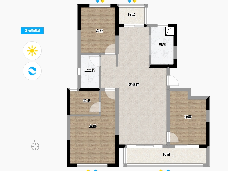 四川省-成都市-中国铁建双楠樾府-92.44-户型库-采光通风