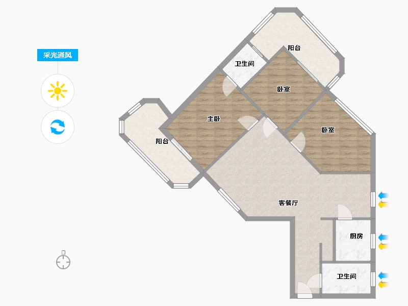 山西省-太原市-建业小区-95.32-户型库-采光通风