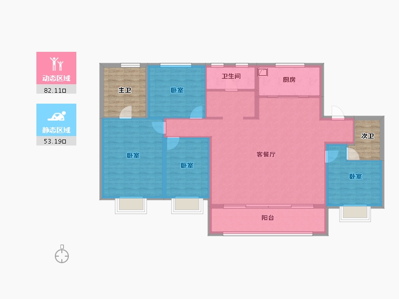 江苏省-徐州市-水沐玖悦府-136.01-户型库-动静分区