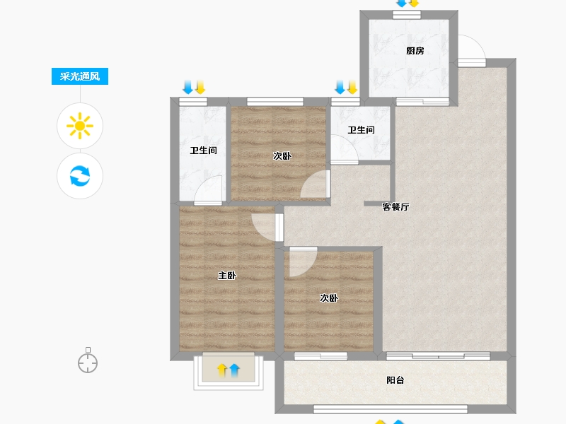 甘肃省-平凉市-静宁令牌玖号院-77.42-户型库-采光通风