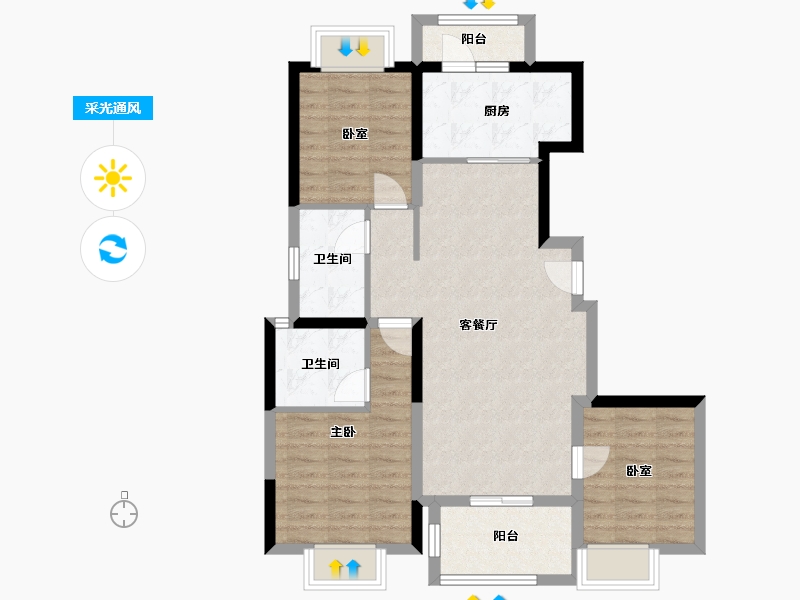 上海-上海市-天安豪园二期-84.07-户型库-采光通风