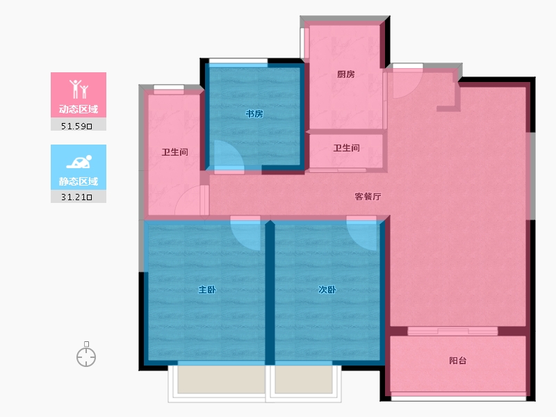 陕西省-西安市-启迪大院儿-73.02-户型库-动静分区